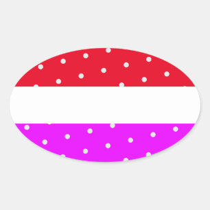 Leuke heldere polka gestippeld rood roze witte str ovale sticker