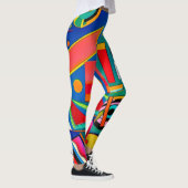 Leuke Heldere Vette Kunst Geometrische Vorm Patroo Leggings (Rechts)
