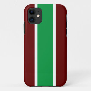 Leuke heldergroene dieprode witte race strepen iPhone 11 hoesje