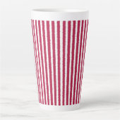 Leuke, Helderrode en witte Wavy Stripes, Vakantie Latte Mok (Voorkant)