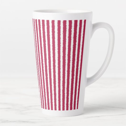 Leuke, Helderrode en witte Wavy Stripes, Vakantie Latte Mok (Rechts)