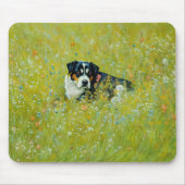 Leuke Herder Mix Hond Whimsical Art Bloemen Muismat (Voorkant)