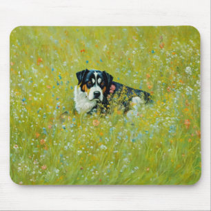 Leuke Herder Mix Hond Whimsical Art Bloemen Muismat