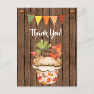 Leuke herfst cupcake en Bunting Herfst Dank u Briefkaart