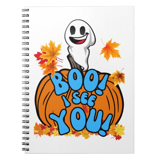 Leuke Herfst Halloween spook Boo! Ik zie je! Stick Notitieboek (Voorkant)