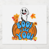 Leuke Herfst Halloween spook Boo! Ik zie je! Stick Sparkling Wijnetiket (Enkel label)