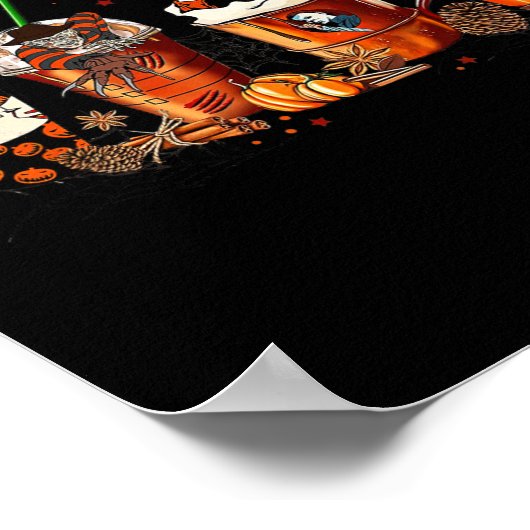 Leuke herfst Herfst Horror Latte Koffiekopjes Ghos Poster (Hoek)