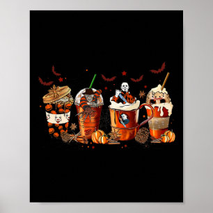 Leuke herfst Herfst Horror Latte Koffiekopjes Ghos Poster