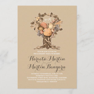 Leuke herfst Oogst Tree Engagement Party Invitatio Kaart