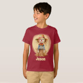 Leuke Herfst scarecrow Voeg naam toe kinder T-shirt (Voorkant volledig)