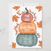 Leuke herfst sinaasappel blauw pompoenen vrijgezel kaart (Voorkant)