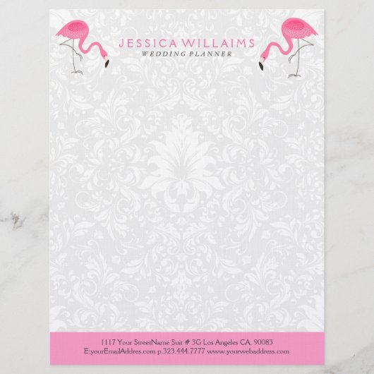 Leuke Hete Roze Flamingo Illustratie Briefhoofd (Voorkant)