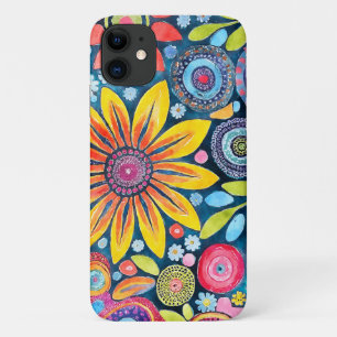 Leuke hippie bloem patroon iPhone 11 hoesje