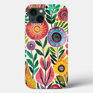 Leuke hippie bloem patroon iPhone 13 hoesje