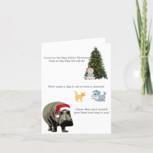 Leuke Hippo wil weinig Kind voor kerst Kaart