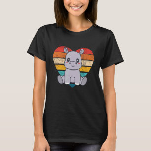 Leuke Hippos Retro Hart Vorm T-shirt