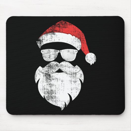 Leuke Hipster Santa Face Met Petten Baard en Glaze Muismat (Voorkant)