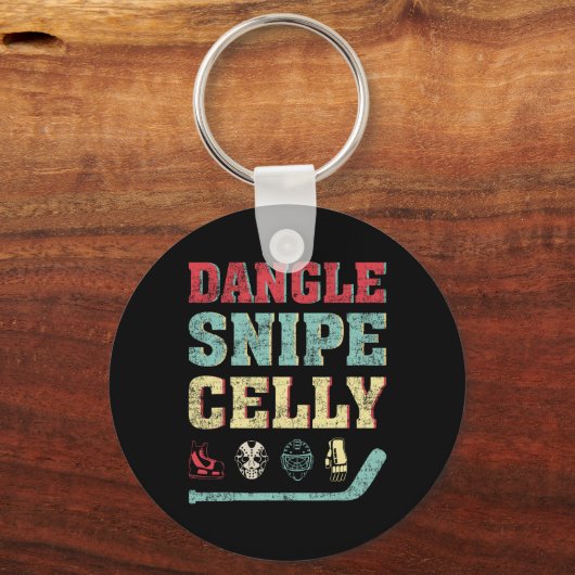 Leuke Hockey Lover T-shirt Dangle Snipe Celly Hock Sleutelhanger (Voorkant)