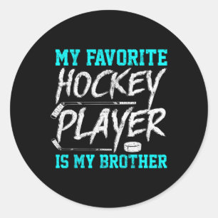 Leuke Hockey T-shirt Brother Novelty Gift Sibling Ronde Sticker