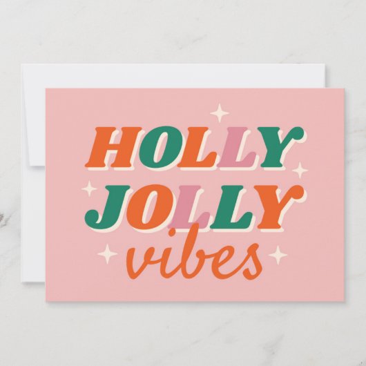 Leuke Holly Jolly Vibes Kerstontwerp Kaart (Voorkant)