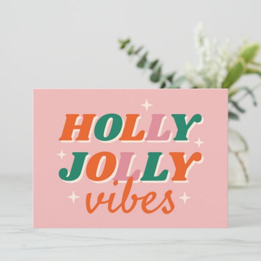 Leuke Holly Jolly Vibes Kerstontwerp Kaart (Staand voorkant)