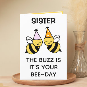 Leuke hommel bijen zus Happy Birthday Bedankkaart