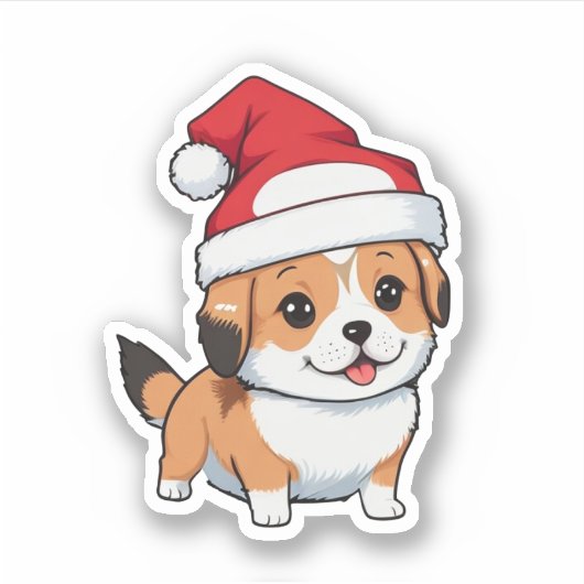 Leuke Hond Dragen Kerstmis Pet Sticker (Voorkant)