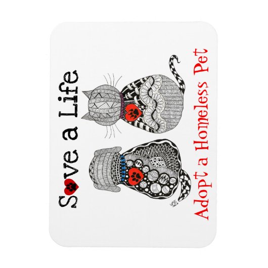 Leuke Hond en Kat Adoptie Magneet 3 "x4" (Verticaal)