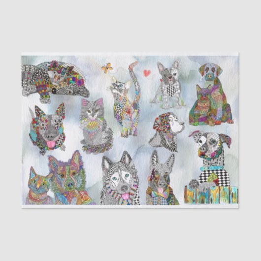Leuke Hond en Kat Assortiment Weefsel Papier (Voorkant)