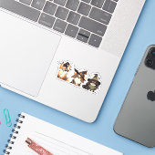 Leuke Hond Heksen Sticker (Laptop met iPhone)