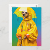 Leuke Hond in een Gele Regenjas Briefkaart (Voorkant / Achterkant)