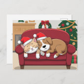 Leuke Hond Kat Kerstman pet Feestdagenkaart (Voorkant / Achterkant)