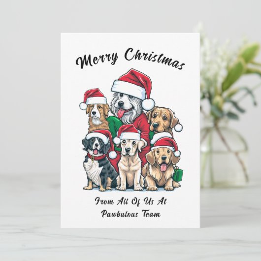 Leuke Hond Kersttekening Feestdagenkaart (Staand voorkant)