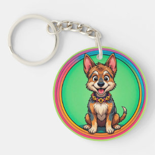 🌸 Leuke Hond Kleur Pop Pret Cute Charm Stijl 🌸 Sleutelhanger