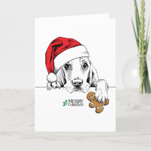 Leuke Hond met Gingerbread Man Cookie Feestdagen Kaart