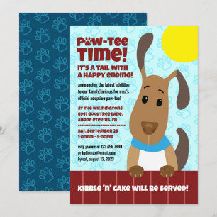 Leuke Hond op Hek Pet Adoptie Pawprints Paw-t-shir Kaart