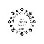 Leuke Hond Poot Familie Vrolijk Kerstfeest Rubberstempel (Afrduk)
