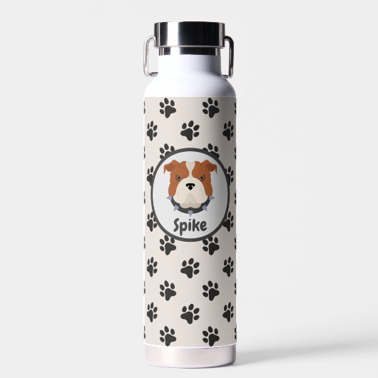 Leuke hond poot print custom spike waterfles (Voorkant)