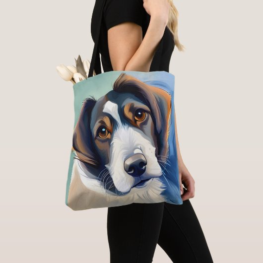 Leuke hond schets portret draagtas (Dichtbij)