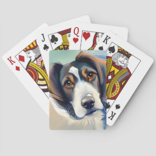 Leuke hond schets portret pokerkaarten
