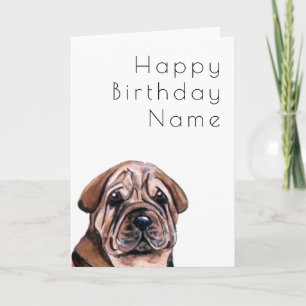 Leuke Hond Shar Pei Art Deco Verjaardag Kaart
