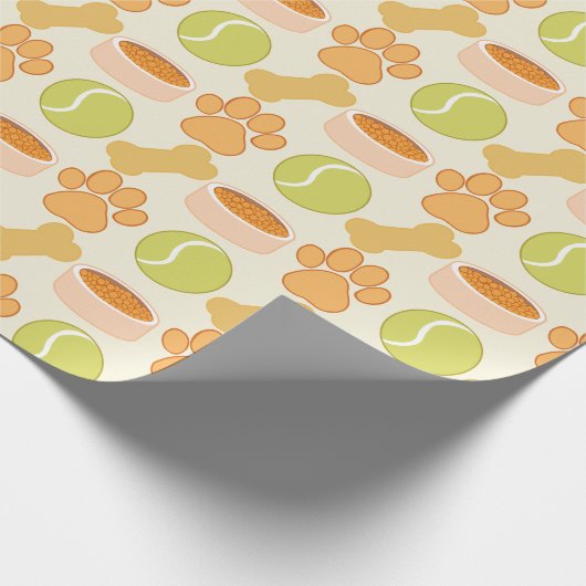Leuke hond traktaties en speelgoed patroon ontwerp cadeaupapier (Hoek)