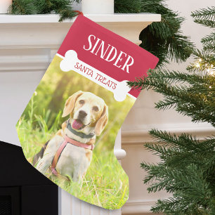 Leuke hondenfoto en naam gepersonaliseerd kleine kerstsok