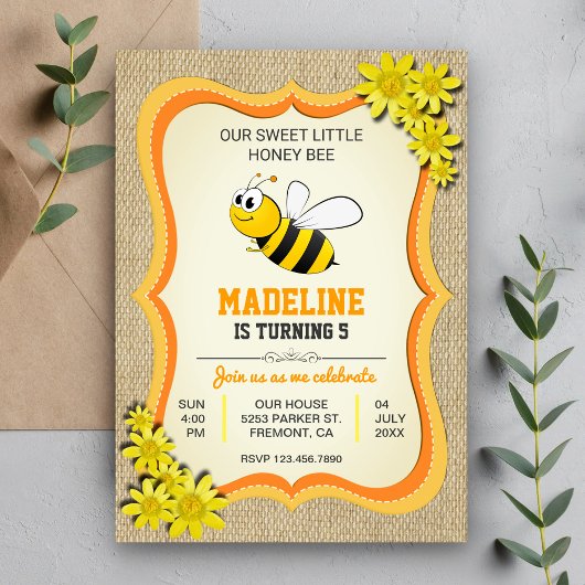 Leuke Honey Bee Kids Verjaardagsfeestuitnodiging Kaart