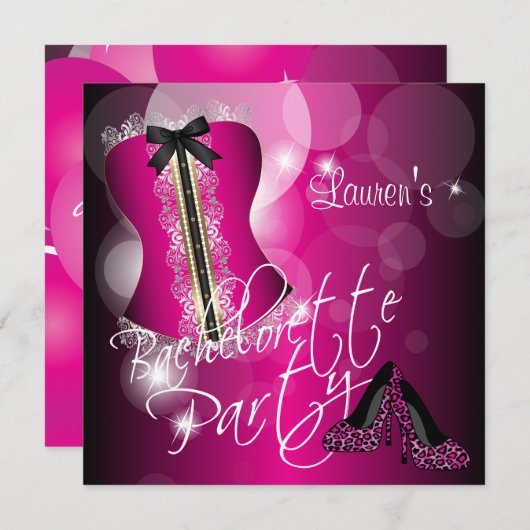Leuke Hot Pink Bachelorette Party Kaart (Voorkant / Achterkant)