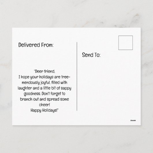 Leuke houten rendierboom achtergrond feestdagenkaart (Achterkant)