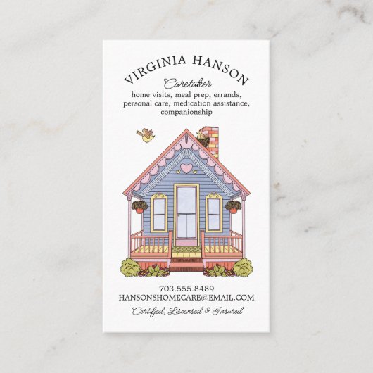 Leuke huis zorgverlener diensten visitekaartje (Voorkant)