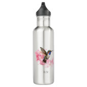 Leuke Hummingbird Floral Waterverf gepersonaliseer Waterfles (Rechts)