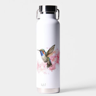 Leuke Hummingbird Floral Waterverf gepersonaliseer Waterfles