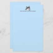 Leuke Husky Dog Blauwe Aangepaste Tekst Briefpapier (Voorkant / Achterkant)